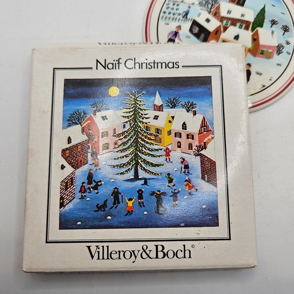 VTG Villeroy & Boch Naif Christmas Ornament No 2 Laplau Doublesided w/ Box